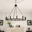 12-Light Candle Style Dimmable Wagon Wheel Chandelier-1804012736