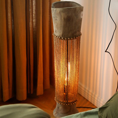 Picture Colour Solid Wood + Hemp Rope Free form Floor Lamps