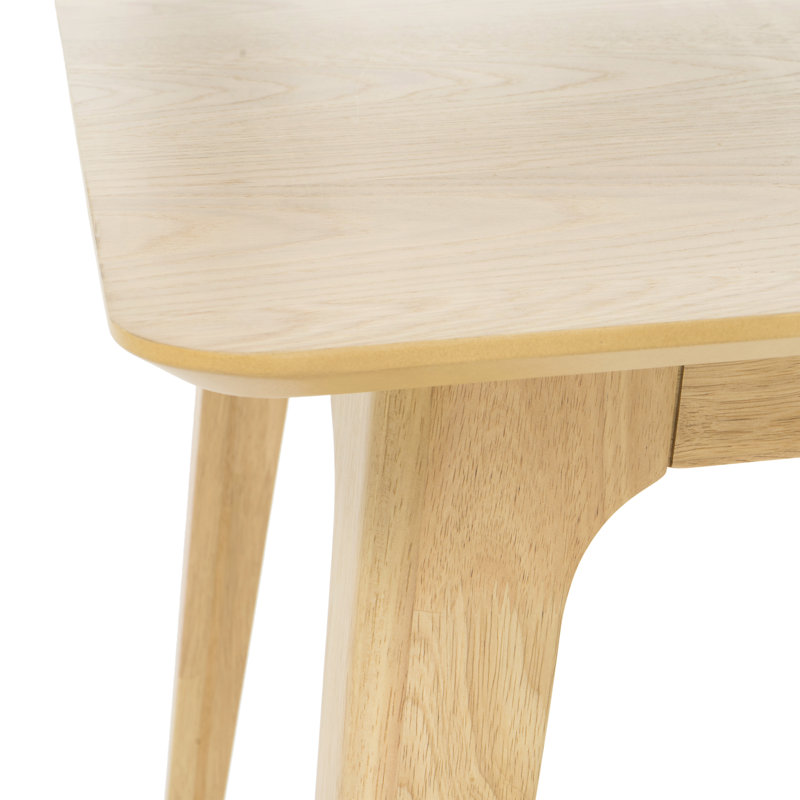 Table de salle à manger Klaudia de style moderne du milieu du siècle avec pieds en bois d'hévéa, Chêne naturel