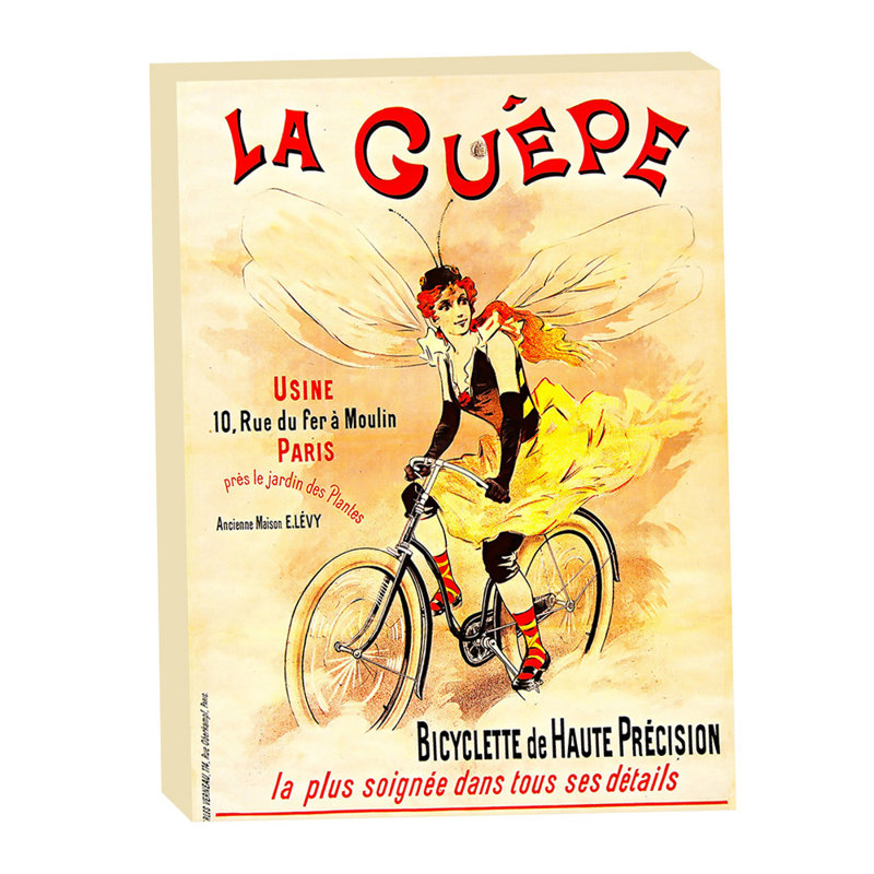 Affiche rétro de cyclisme français "La Gue pe pe bicyclette de haute précision" par Grotto Studios