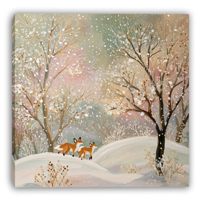«Pastel Winter Fox Hills», art mural sur toile tendue