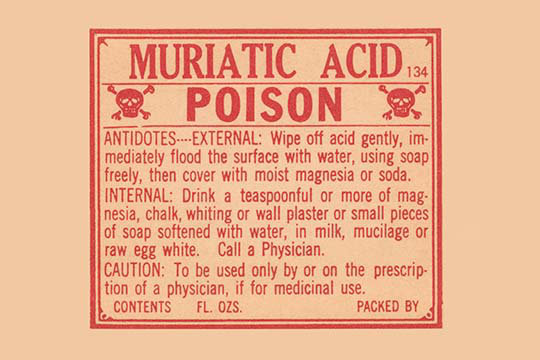 « muriatic acid », art textuel, H 66 po x l 44 po