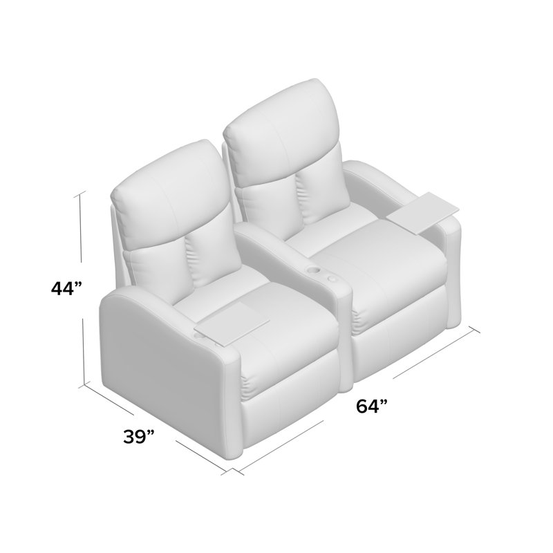 Causeuse de cinéma maison (rangée de 2), Gris classique, Manuel