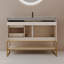 Modern Free-Standing Bathroom Vanity with Seamless Ceramic Sink & Sintered Stone Top-138445846