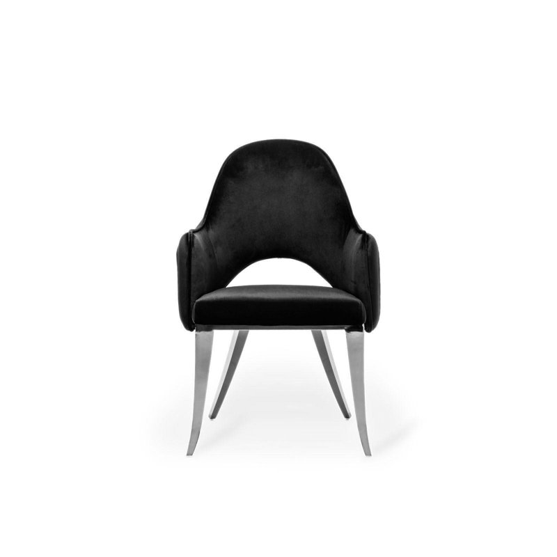 Chaise d'appoint en velours Merriott, Noir, Or