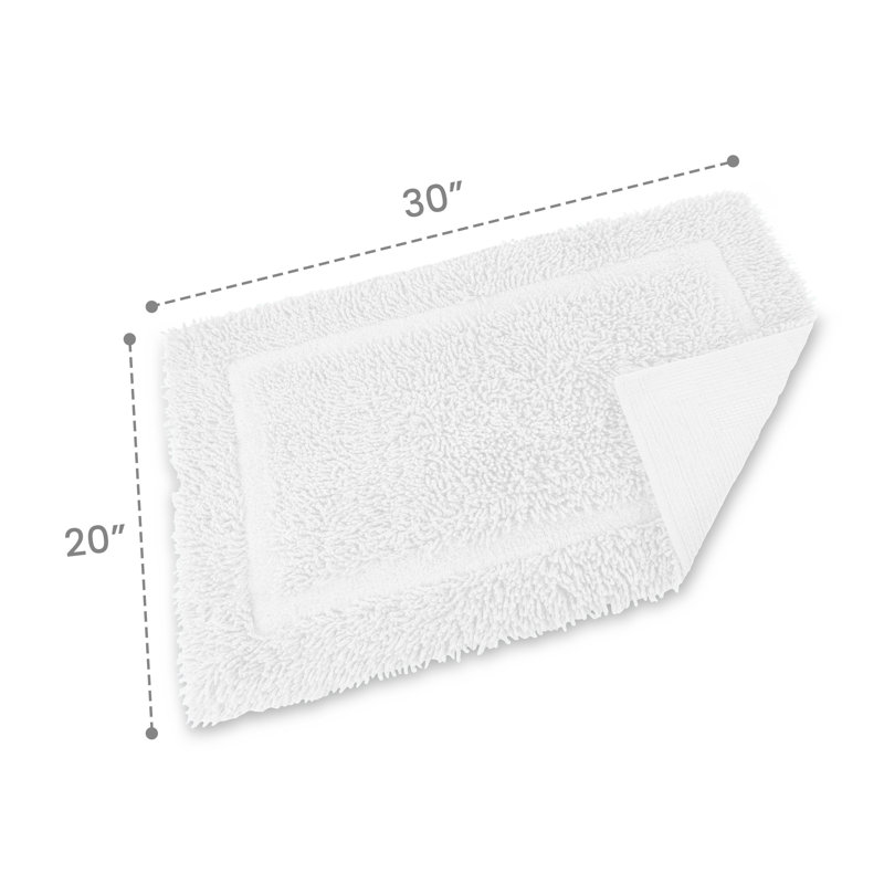 100% Ring Spun Cotton Bathroom Rugs Ultra Soft & Extra Absorbent Non-Slip Quick Dry Bath Mats, Optical White