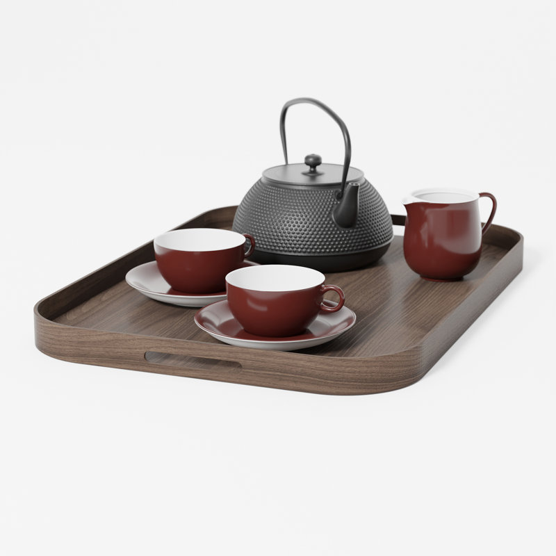Rhuddlan Solid Wood Tray, 55.80cm W x 39.80cm D x 3.50cm H, Dark Brown Wood