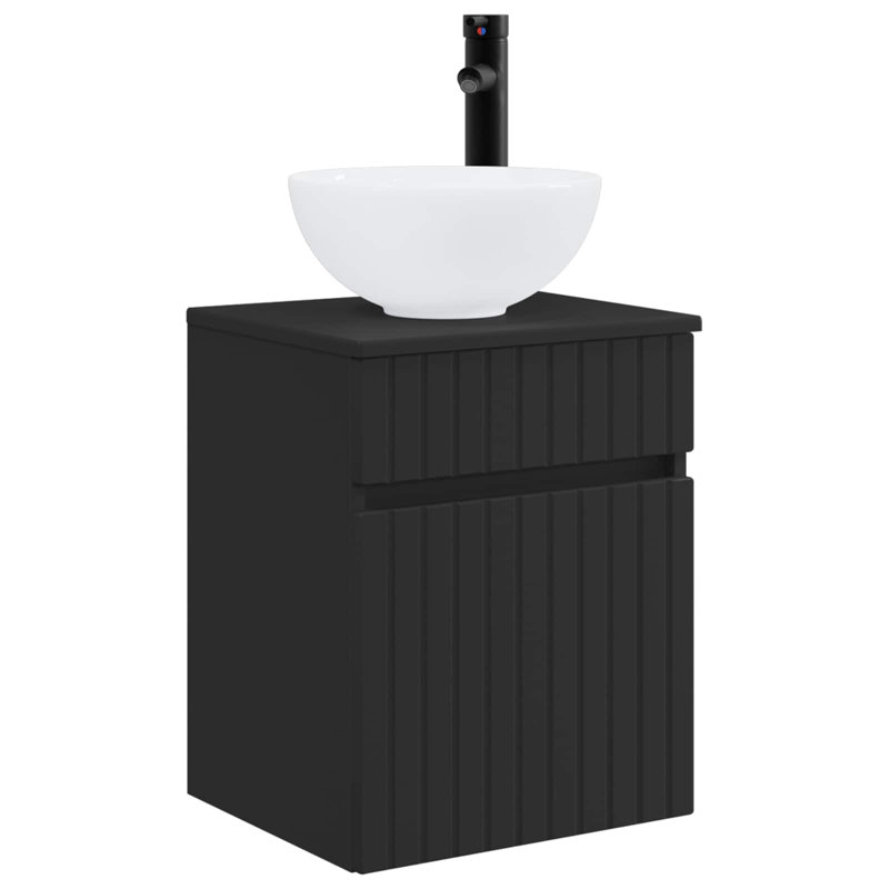 Single Bathroom Vanity with Ceramic Basin, Black