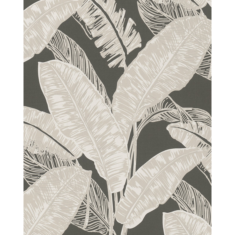Kristyna Tropical Leaf Print 10m x 53cm Wallpaper Roll, Beige/Brown