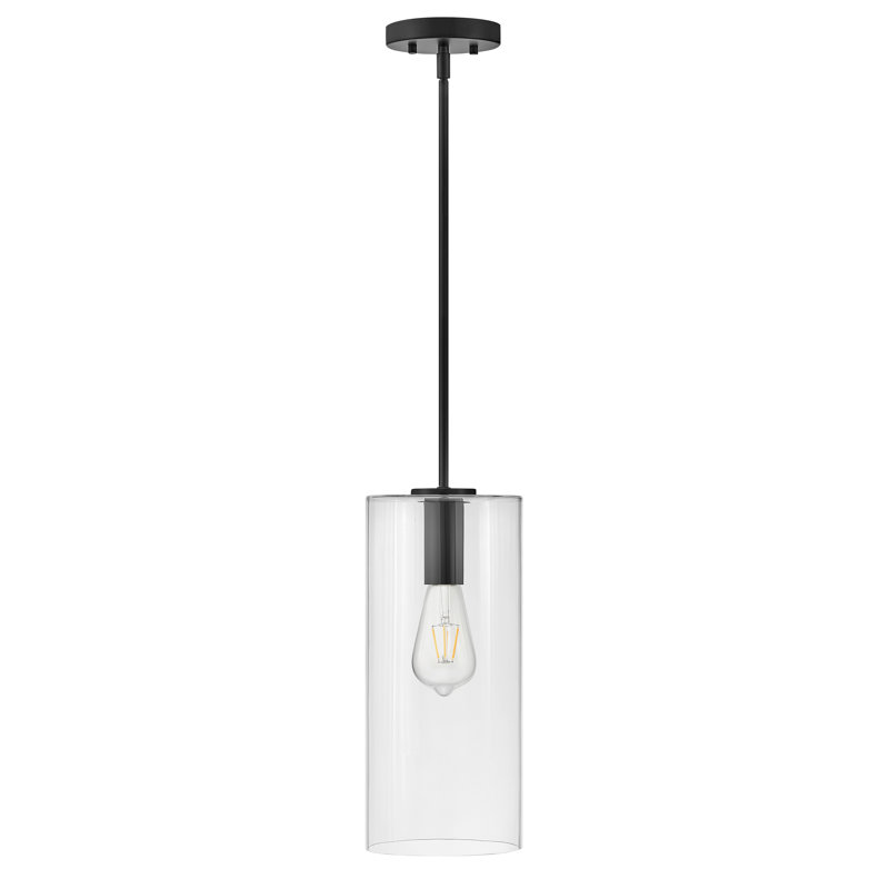 Luminaire suspendu cylindrique à 1 lumière Keaz, Noir