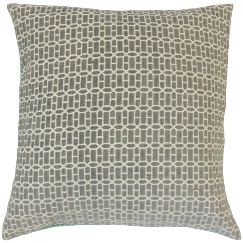 Geometric Feather Reversible Throw Pillow, Gray