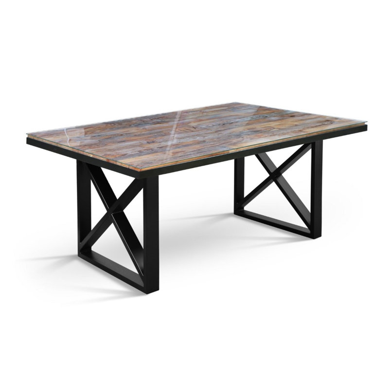 Pine Metal Base Dining Table