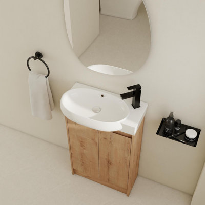 Meuble-lavabo autoportant avec lavabo, portes à fermeture douce