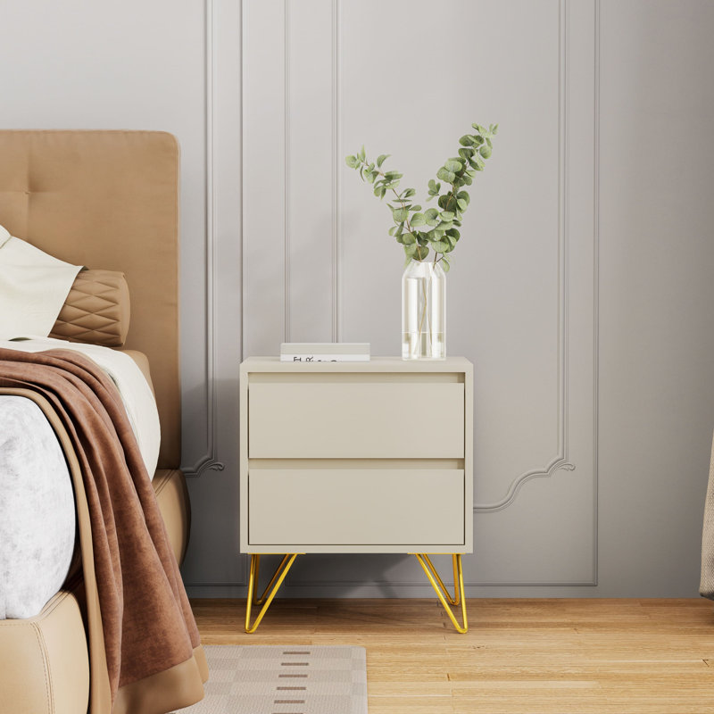 Almaas 45cm W Bedside Table, Cream