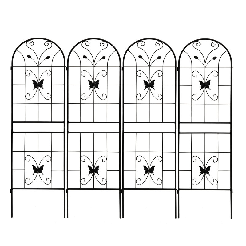 Ensemble de treillis en métal noir de 71 po de hauteur et 19,7 po de largeur, antirouille pour les plantes grimpantes comme Rose et lierre, facile à assembler