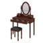 Ensemble coiffeuse vintage avec miroir ajustable, table de maquillage rétro et tabouret rembourré avec doublure en velours 5 tiroirs-1162069769