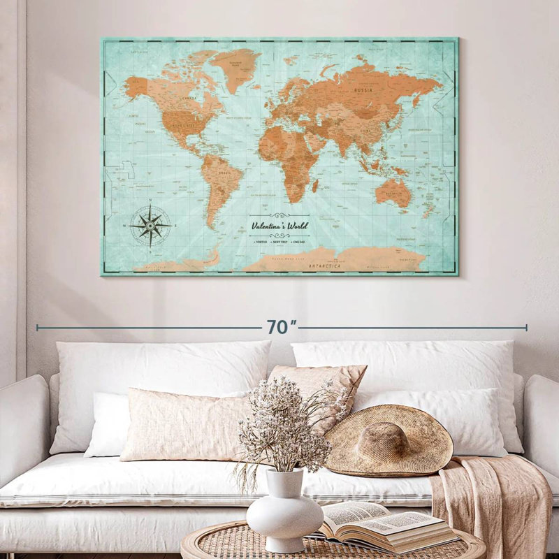 Carte du monde Personalized Adventures II, H 8 po x l 12 po, Oui