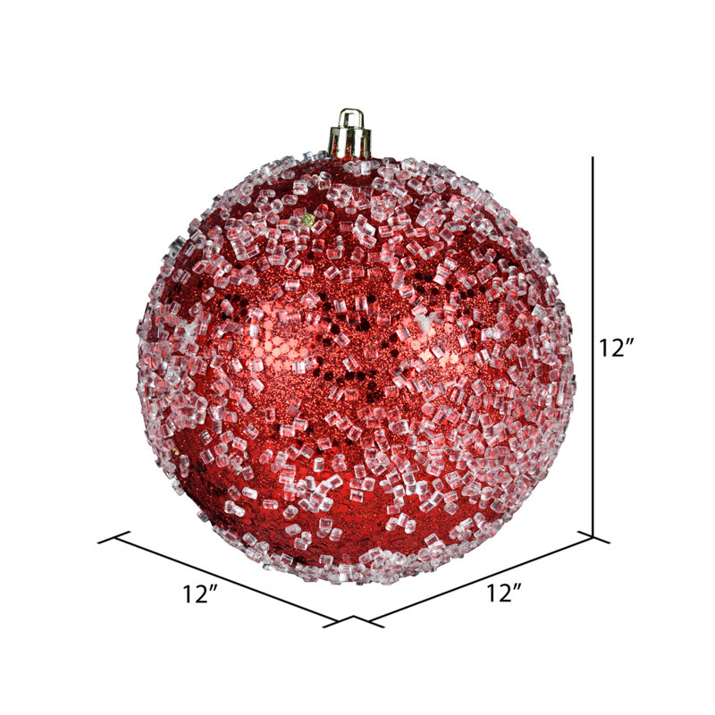 Ornement boule scintillante, H 12 po x l 12 po x P 12 po, Rouge, 1
