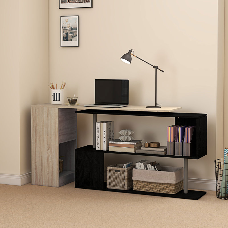Bureau d'ordinateur en coin 55 "en L à rotation de 360 ° pour bureau à domicile 55"