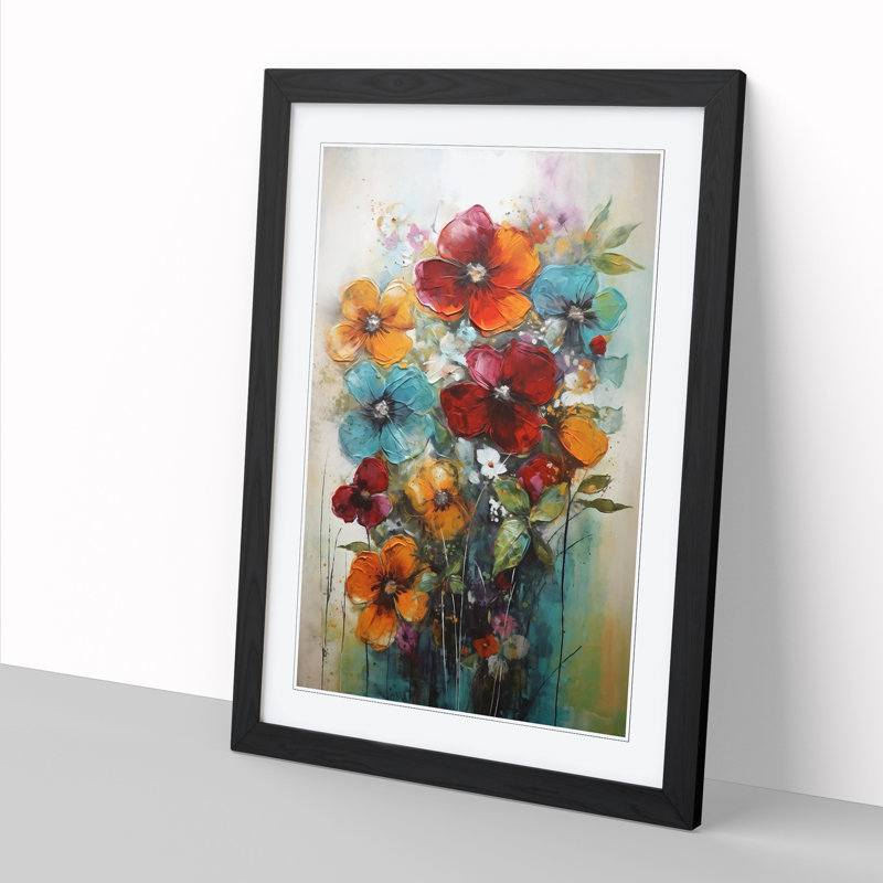 FRM-V0523-909X Flowers Mid Century Modern Vol.16 1 Piece Single Picture Frame Wall Art, 46cm H x 34cm W x 2cm D