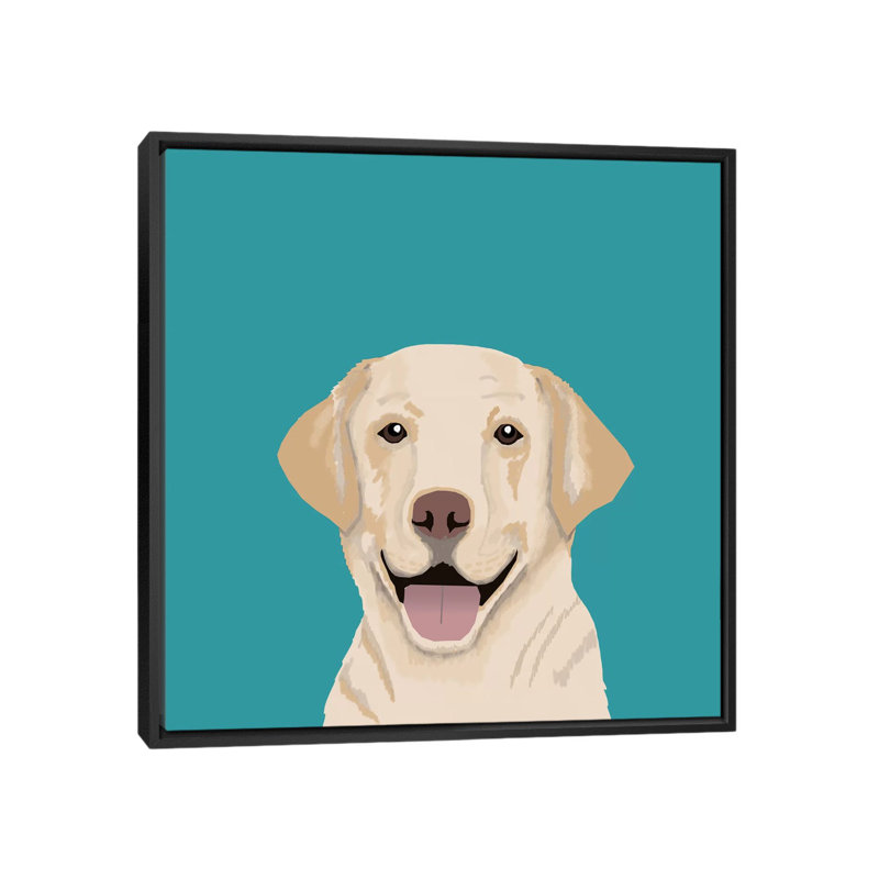 « labrador », impression sur toile tendue, H 18 po x l 18 po x P 1,5 po, Toile avec cadre noir, Pas de tapis