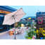 Parasol 9 pi avec rouge clair et rayures-2077437507