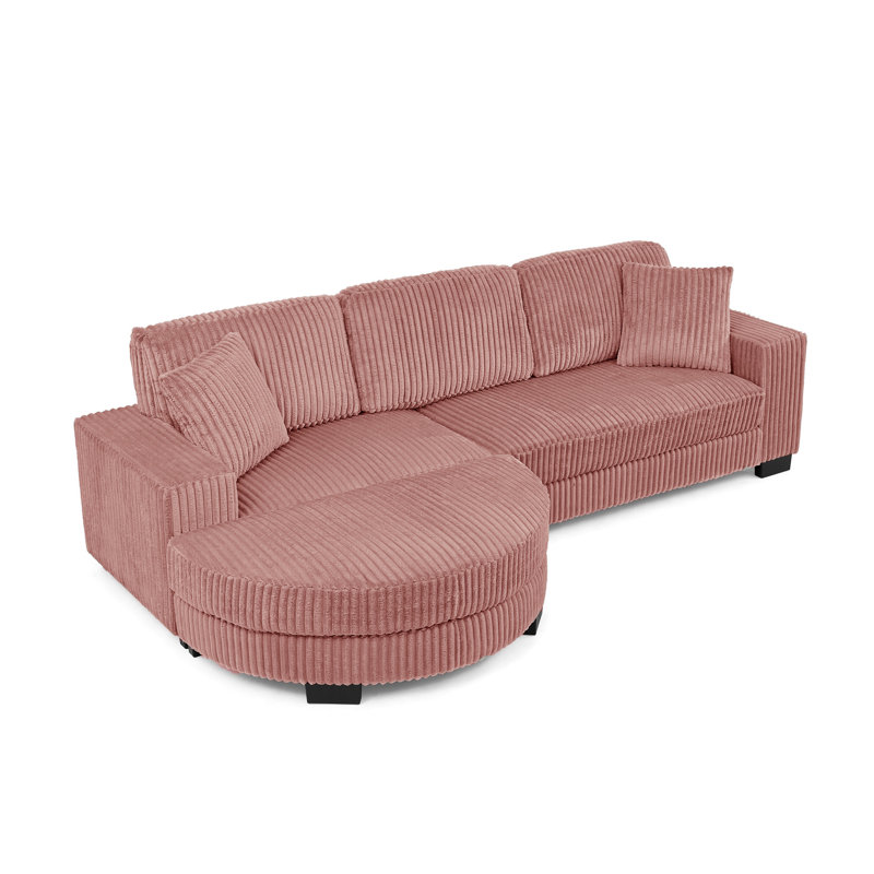 Canapé modulaire 2 pièces rembourré, Pink Corduroy