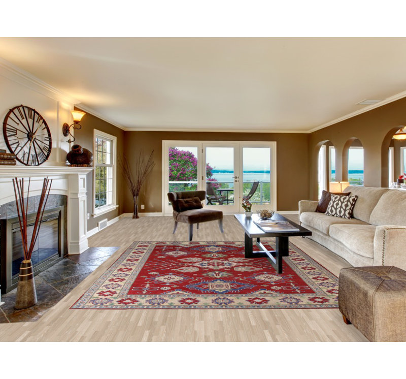 Handmade Red Kazak Oriental Area Rug