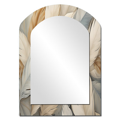 Feathery Plumes II - miroir en forme de voûte en plumes