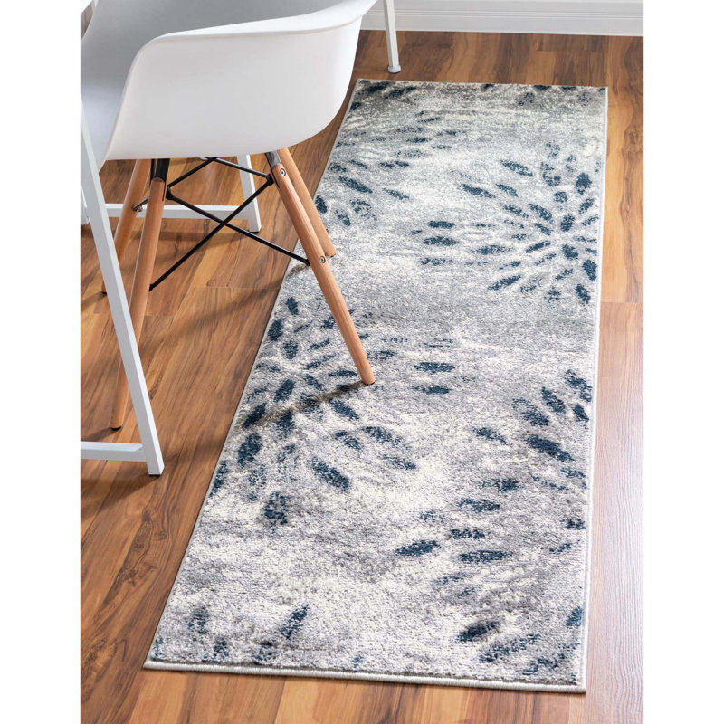 Tapis abstrait Aamia, Tapis de couloir 2 pi x 6 pi, Gris