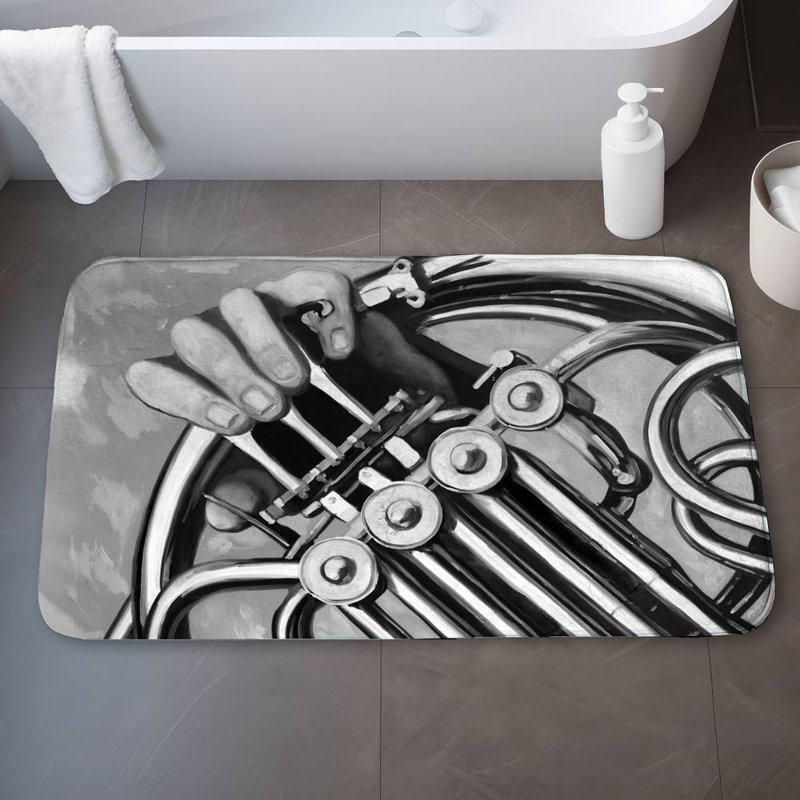 Farach Non-Slip Bath Mat, White/Black
