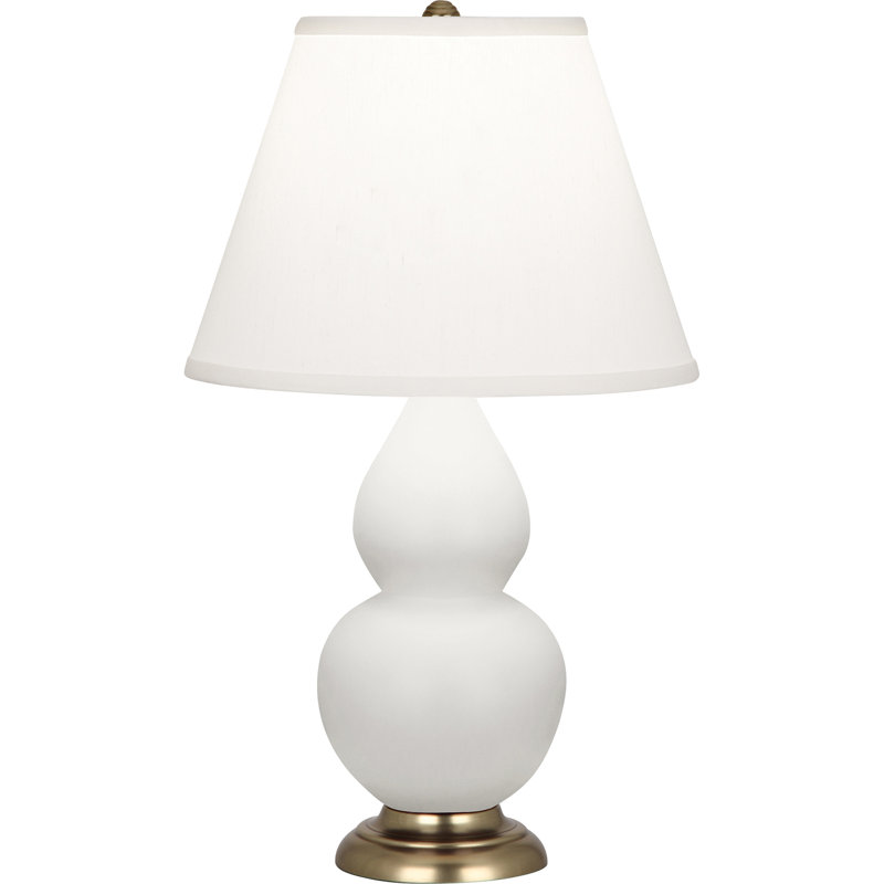 Petite lampe d'appoint à double gourde, H 22,75 po x l 6 po x P 15 po, Blanc mat / laiton, Perle