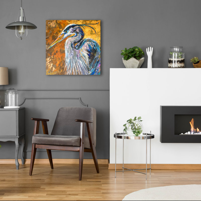 «Great Blue Heron» par St. Hilaire Elizabeth, art mural en verre acrylique, H 24 po x l 24 po x P 0,2 po