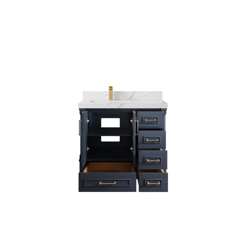Aberdeen 36'' Single Bathroom Vanity with Top, Calacatta Laza