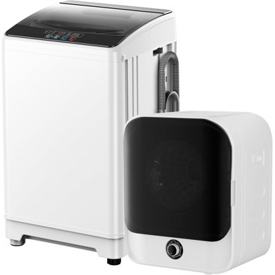 Ensemble compact de laveuse-sécheuse compacte 2,4 pi³ Machine à laver et 2,6 pieds cubes Sécheuse électrique, commande facile à bouton, haute efficacité, gris et blanc