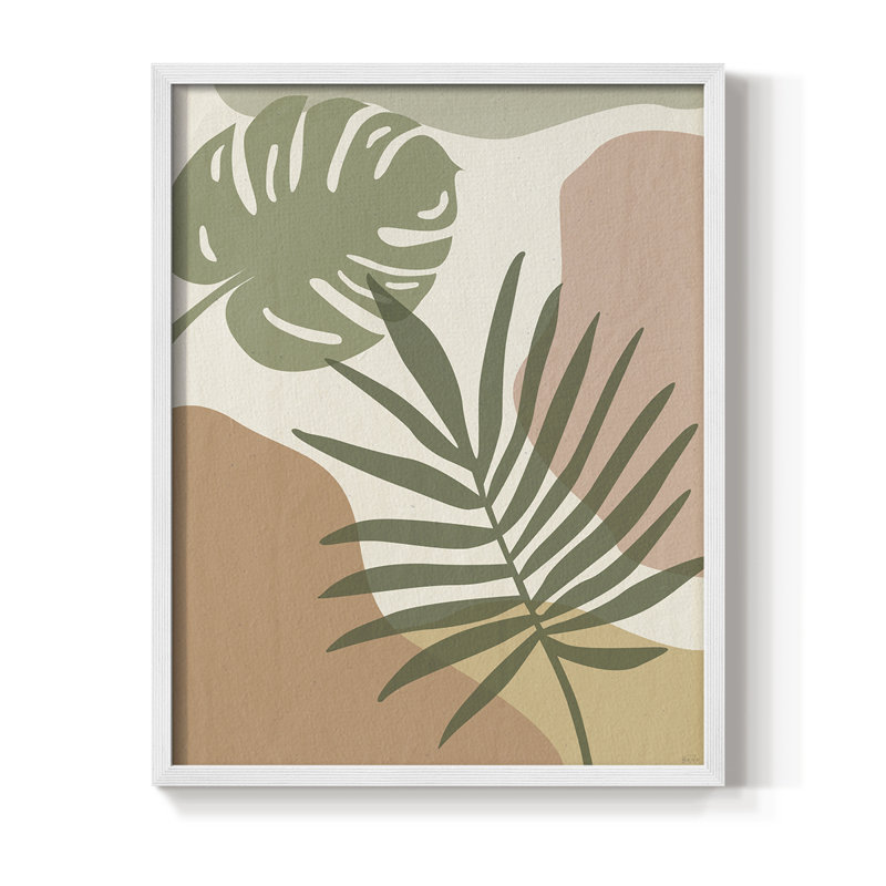 «Mid Century Palm I», reproduction encadrée - bois massif, H 30 po x l 24 po, Blanc