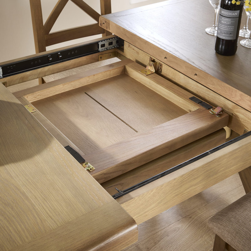 Ciro 2m Extending Dining Table & Solid Oak Set 6  Cross Back Chairs, Beige, 78cm H x 150cm W x 100cm D
