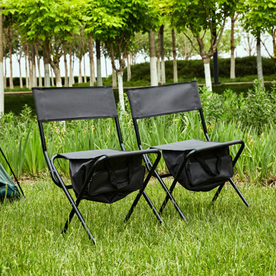 2 Outdoor Folding Chair With Storage - For Recreation Gray Capacity Enjoyment Times Camping, Picnics, Fishing
