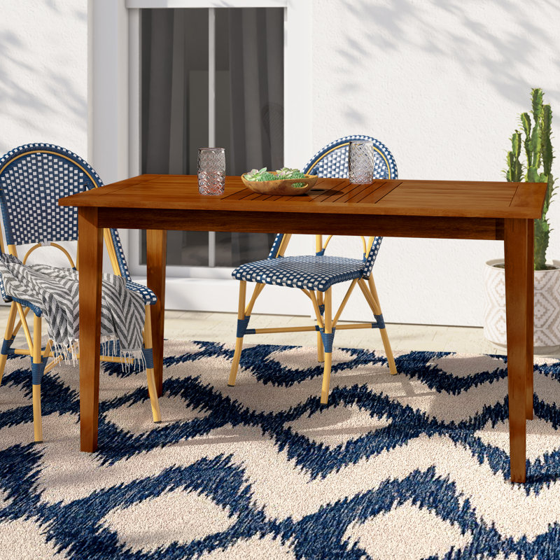 Barrero Rectangular Acacia Outdoor Dining Table With Umbrella Hole , in. W 31.5'' in. D