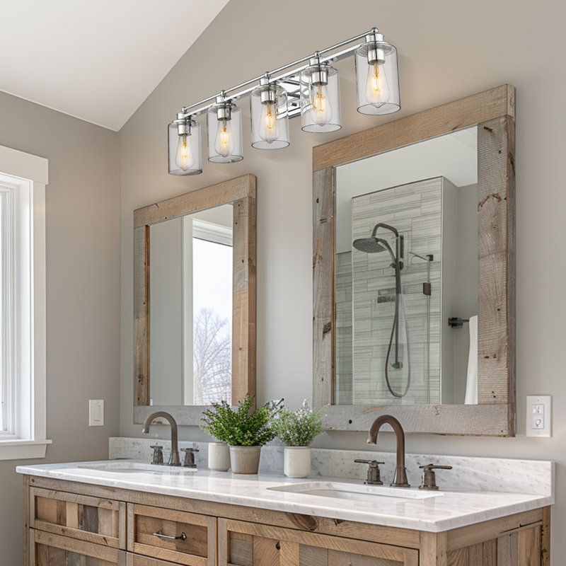Chrome 37-inch Dimmable 5-Light Bathroom Vanity Fixture