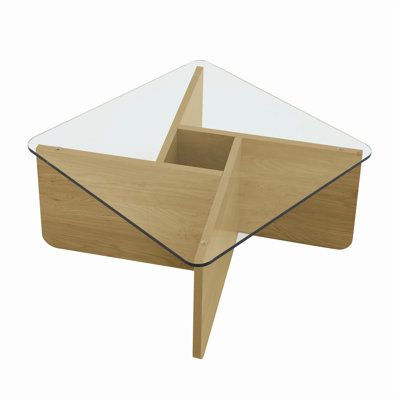 Unique Mid - Century Modern Square Coffee Table with Tempered Glass Top, Ideal for Living Room and Small Space Decor by Ivy Bronx