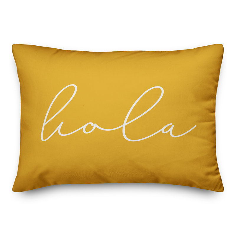 Textual Outdoor Throw Pillow, Yellow