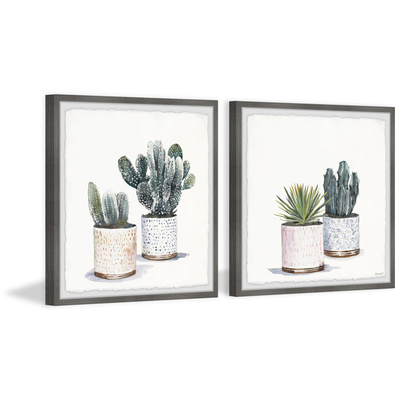 Diptyque de cactus congelé, L 24 po x H 24 po