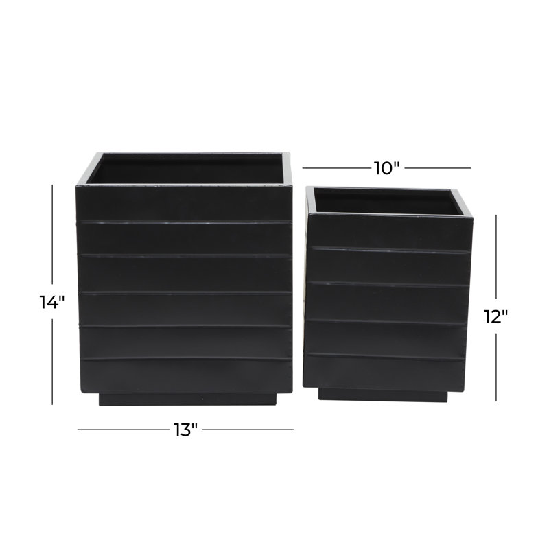 Metal Planter Box, Black, 14.1" H x 13.4" W x 13.4" D