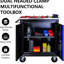 Chariot à outils en acier laminé à froid avec serrure et comptoir multi en acier inoxydable d'une profondeur de 25,88 pouces et d'une hauteur de 25,98 pouces