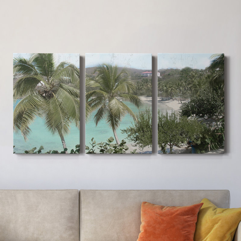 Paradis de vacances - Toile tendue avec châssis de qualité supérieure - Prêt à être accroché, H 27 po x l 54 po x P 1 po
