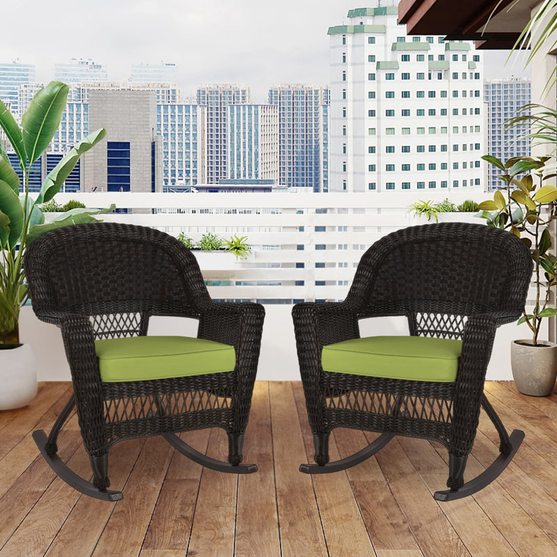 Chaise berçante en osier Raenesha, Espresso, Vert