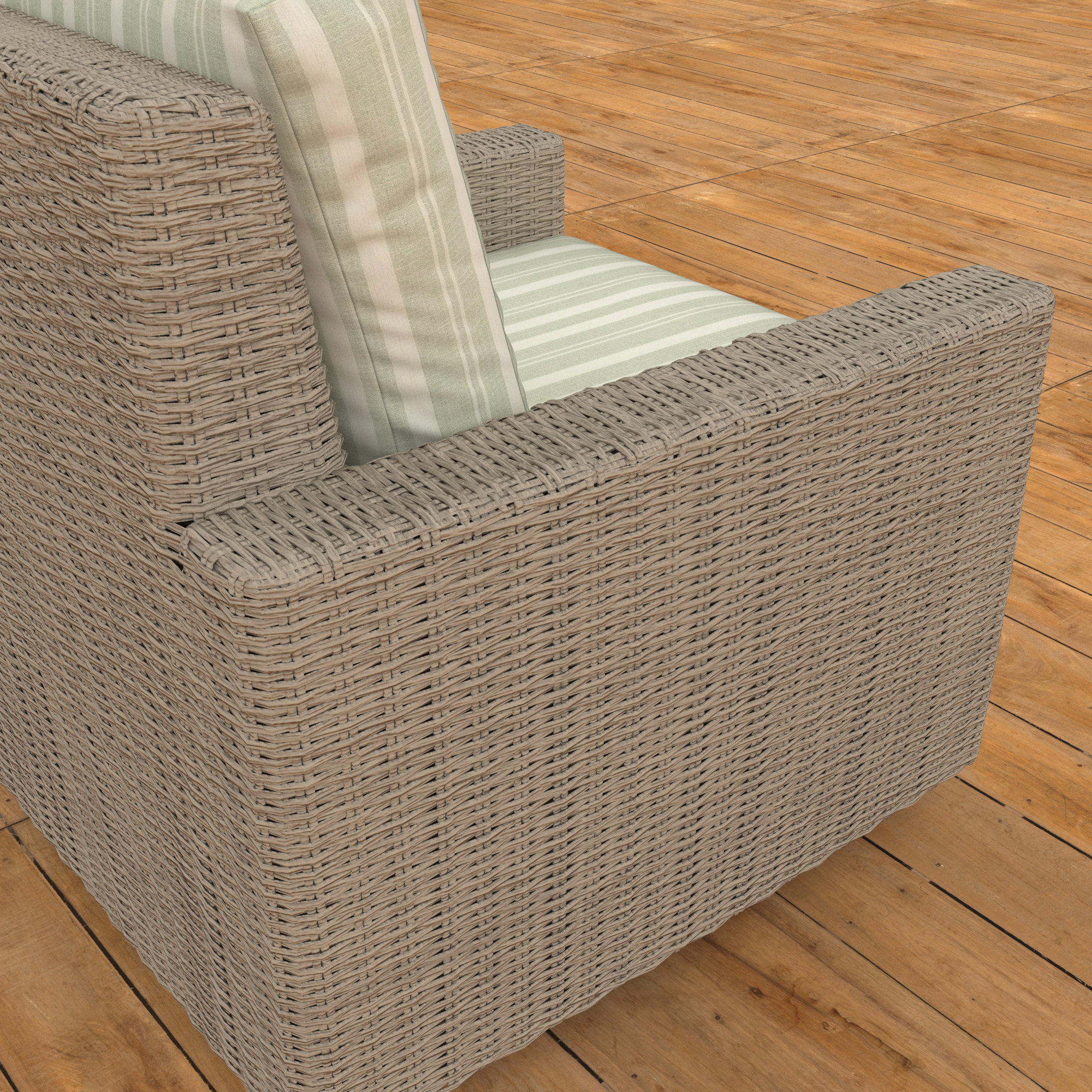 Outdoor Swivel Chair With Sunbrella Cushions, Tranquil Sage, Striped