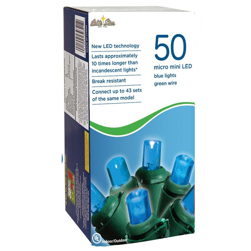 204'' Blue LED String Lights with Green Wire