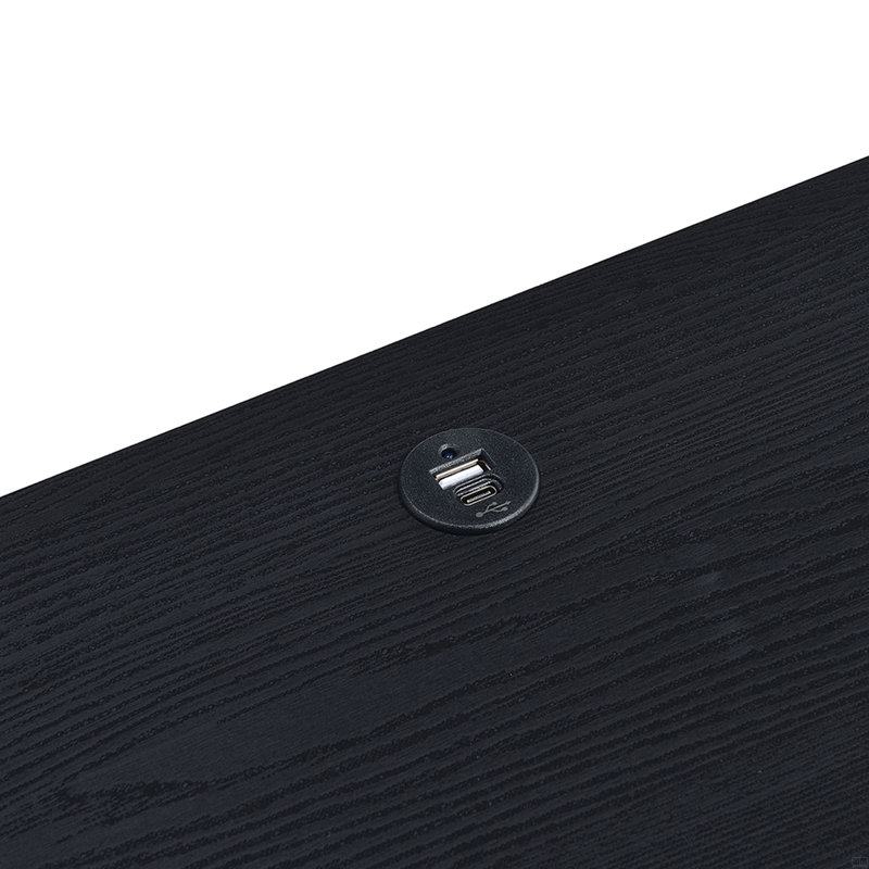 Table de chevet 2 tiroirs avec lumières DEL et USB, Noir